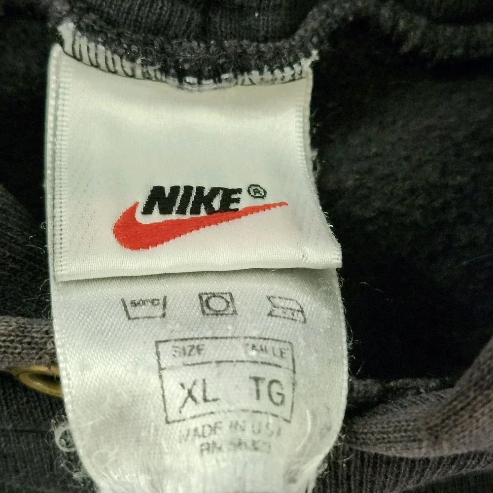 VTG 90s White Tag Nike Hoodie Big Logo Black Size XL